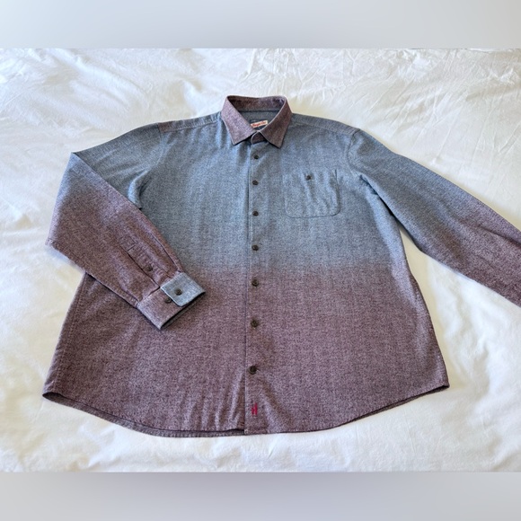 johnnie-O Other - Johnnie O | Mens XL | Malibu Red Ombré Roscoe Hangin Out Flannel Beach Logo |EUC